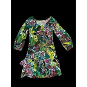 Uncle Frank Womens Dress Sz SM Colorful Green Floral School Teacher‎ USA Made